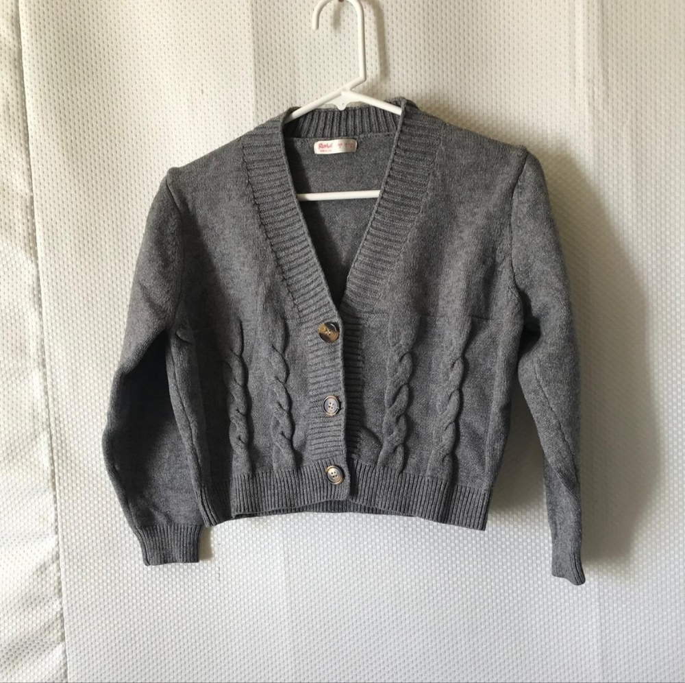 ROMWE Charcoal Cable Knit Cardigan